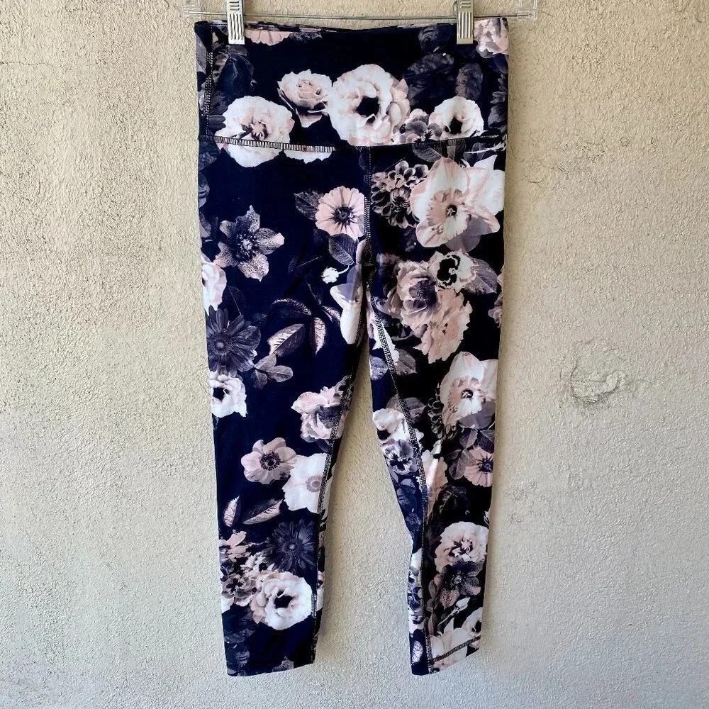 Balance Collection Floral Black High Waisted Leggings Size S